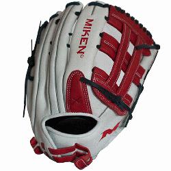 >Miken Pro Series 13 slow pitch softball glove features soft, full-grain leather which pr