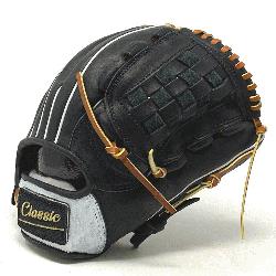 This classic pitcher or utility 12 inch baseball glove is made with black stiff A