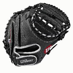 s mitt Half moon web Grey and black Full-Grain leather Velcro back. The A1000 line of gloves