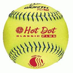 UHD12SY-DOZ Worth 12 USSSA Hot Dot Slowpitch Softball (Dozen)